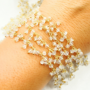 Crystal Cluster Dangle Gold Plated Wire Chain